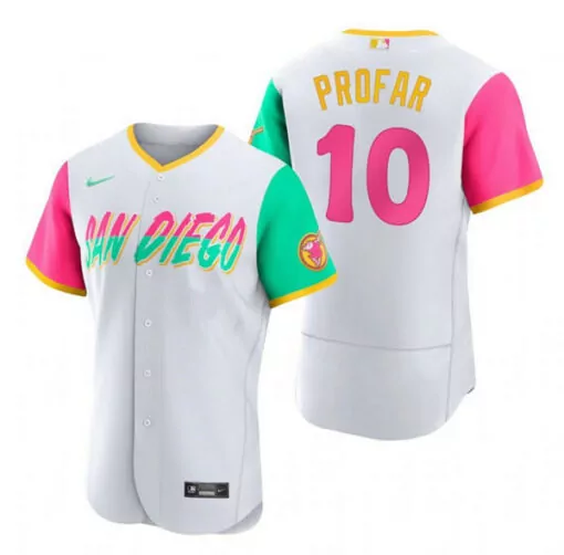 Custom Mens san diego padres 10 jurickson profar white 2022 city connect flex base stitched jersey 8271