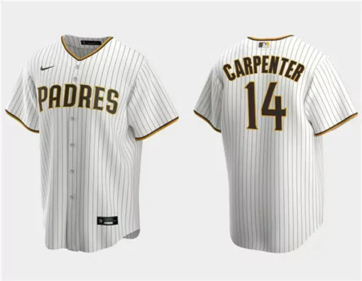 Custom Mens san diego padres 14 matt carpenter white cool base stitched jersey 8774