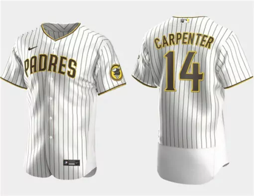 Custom Mens san diego padres 14 matt carpenter white cool base stitched jersey 8774