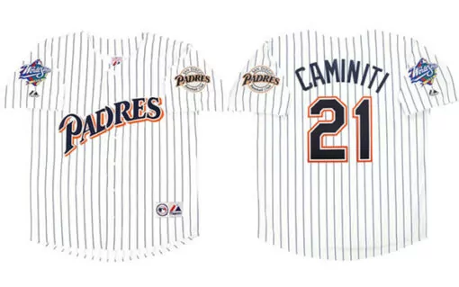Customizable Mens san diego padres 21 ken caminiti white 1998 world series cool base stitched jersey 6284