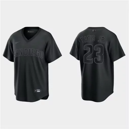 Customizable Mens san diego padres 23 fernando tatis jr black pitch black fashion replica stitched jersey 5839