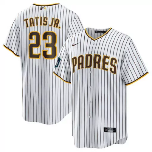 Custom Mens san diego padres 23 fernando tatis jr white 2024 world tour seoul series home stitched jersey 9119
