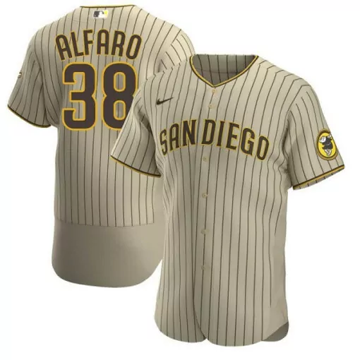 Customizable Mens san diego padres 38 jorge alfaro brown flex base stitched jersey 6583