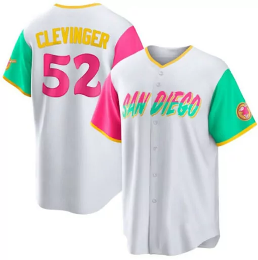 Customizable Mens san diego padres 52 mike clevinger 2022 white city connect cool base stitched jersey 2645