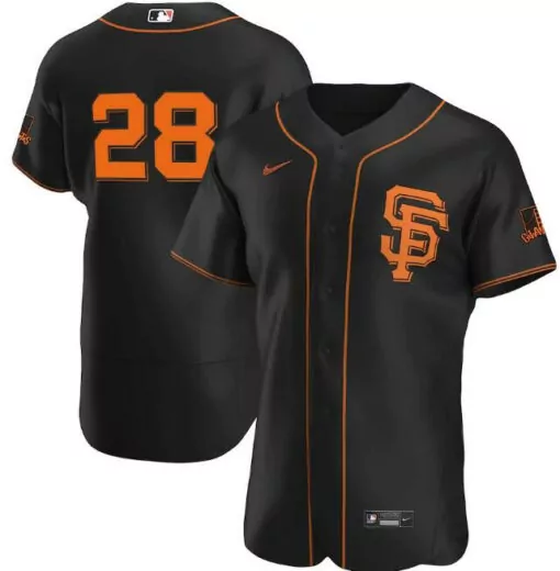 Custom Mens san francisco giants black 28 buster posey flex base stitched jersey 7404