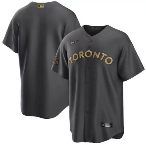 Custom Mens toronto toronto blue jays blank charcoal 2022 allstar cool base stitched jersey 6552