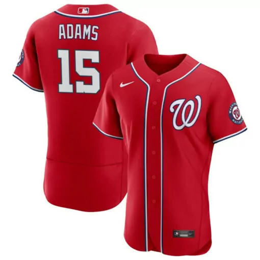 Custom Mens washington nationals 15 riley adams red flex base stitched jersey 2434