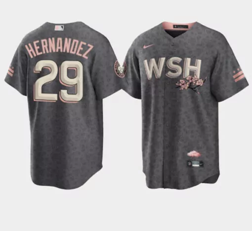 Customizable Mens washington nationals 29 yadiel hernandez 2022 gray city connect cherry blossom cool base stitched jersey 7654