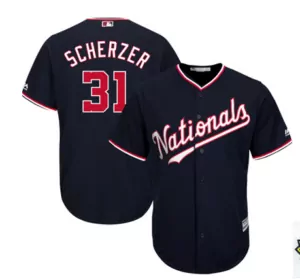 Custom Mens washington nationals 31 max scherzer majestic navy 2019 cool base stitched jersey 5823