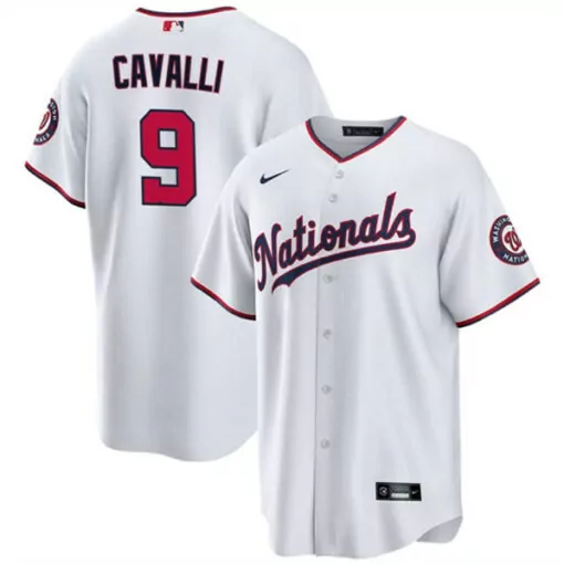Personalized Mens washington nationals 9 cade cavalli white cool base stitched jersey 8284