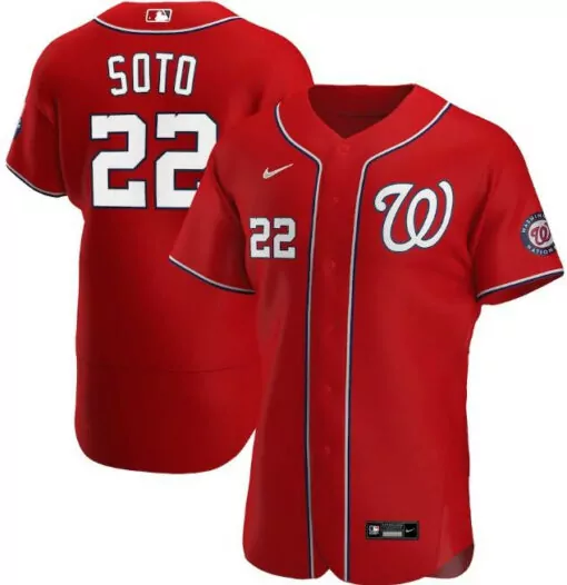 Custom Mens washington nationals red 22 juan soto flex base stitched jersey 3339