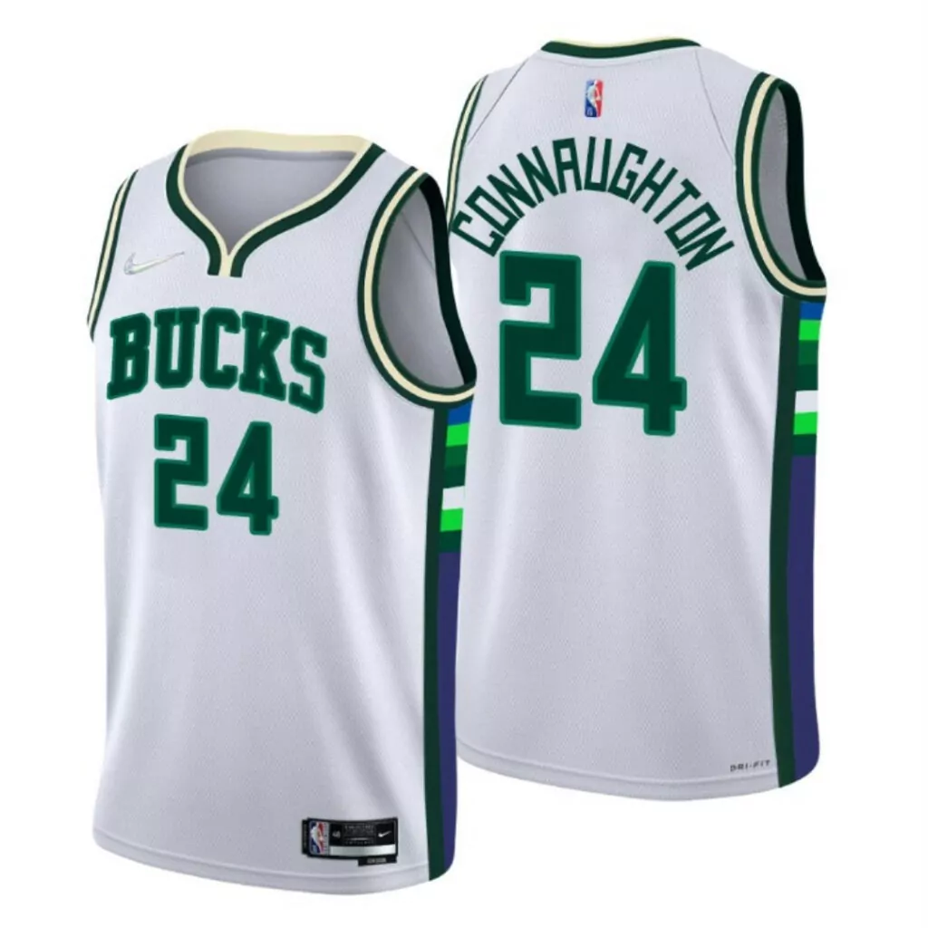 Personalized Milwaukee bucks pat connaughton 24 nba basketball city white jersey bucks fans 6072