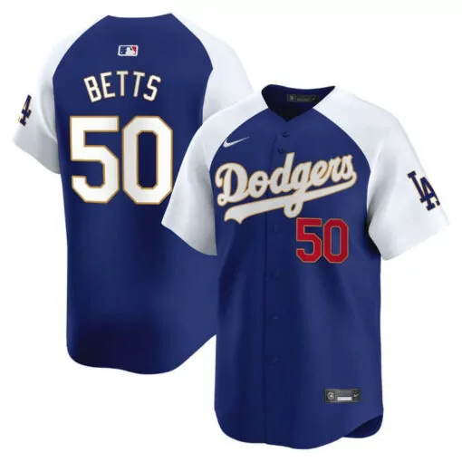 Personalized Mookie betts alternate royal los angeles dodgers gold trim vapor jersey 4774