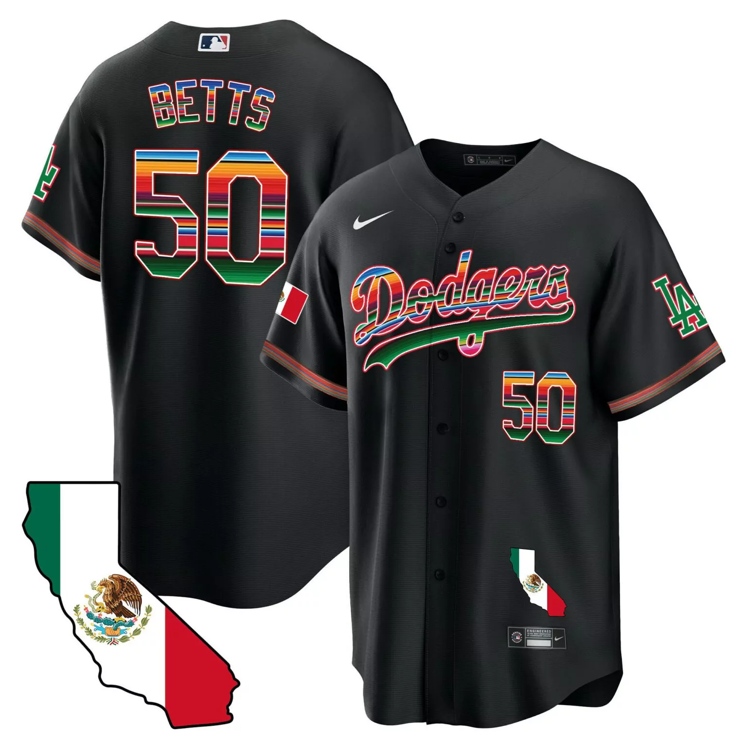 Personalized Mookie betts black los angeles dodgers mexico california map jersey 6534
