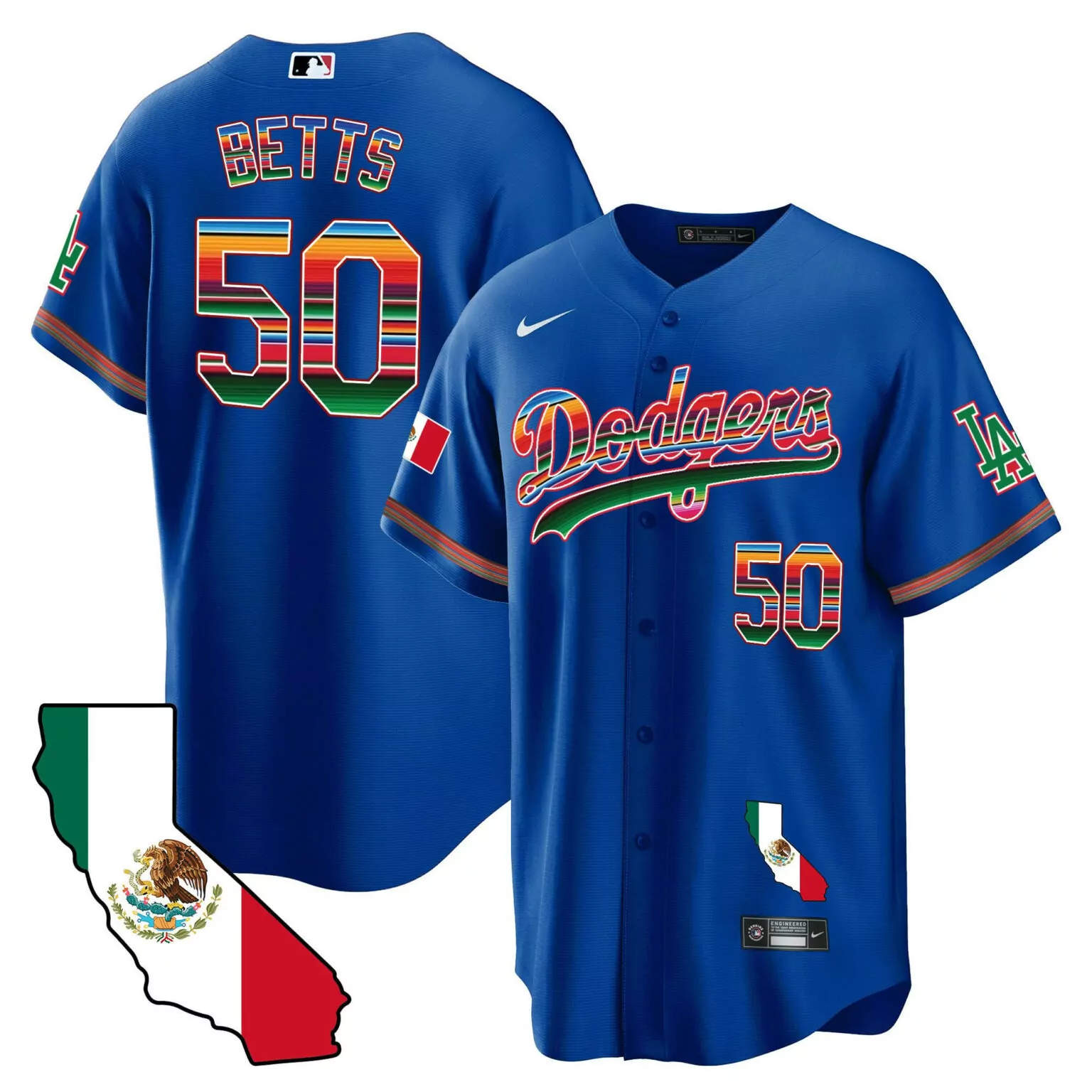Customizable Mookie betts royal los angeles dodgers mexico california map jersey 8196