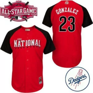 Personalized National league los angeles dodgers 23 gonzalez red 2015 all star jersey 6555