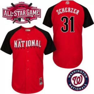 Personalized National league washington nationals 31 scherzer red 2015 all star jersey 8499