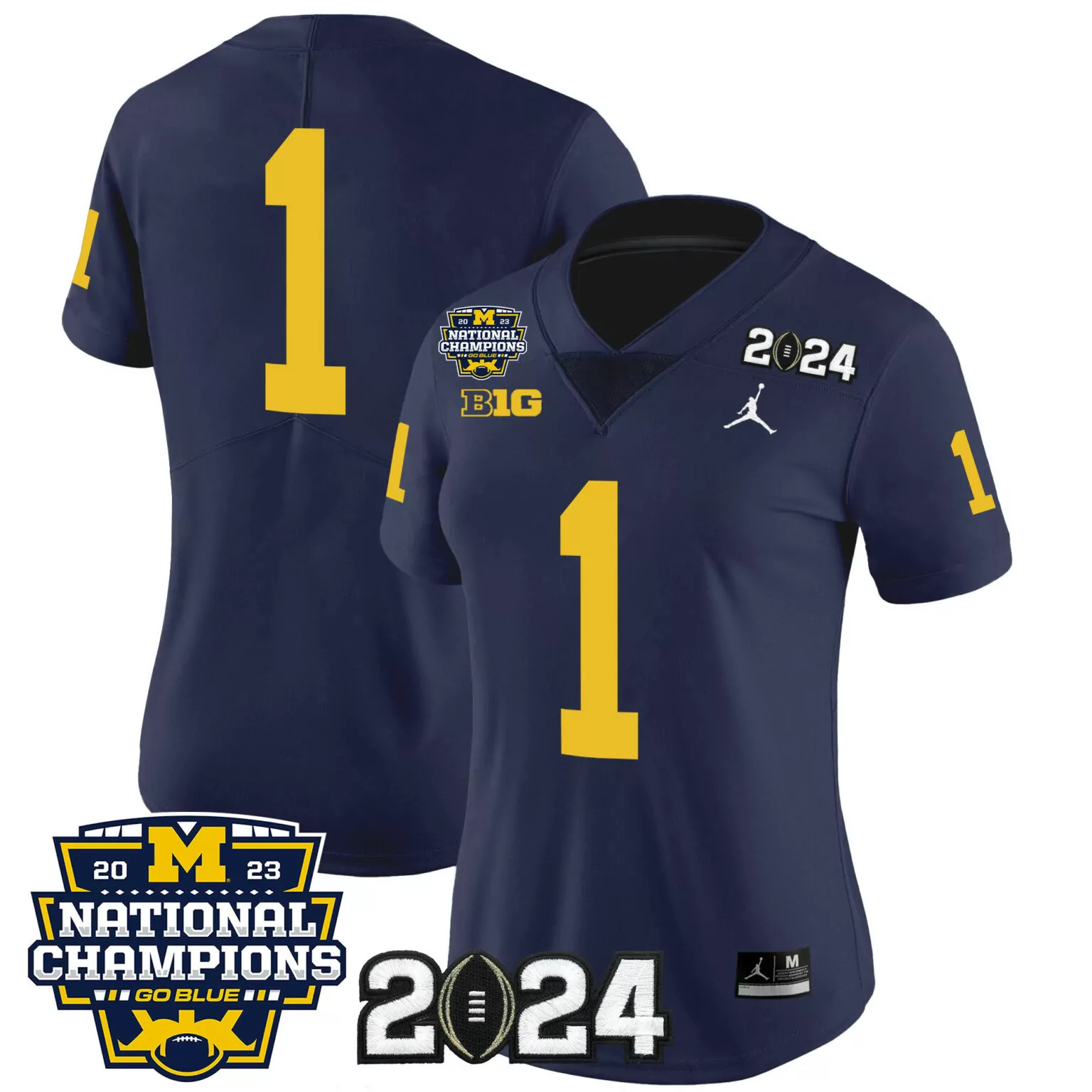 Customizable Navy 1 team michigan wolverines 2023 national champions patch jersey v5 all stitched 3824
