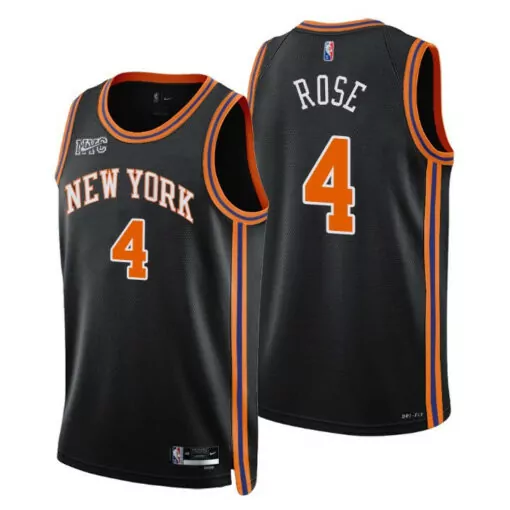 Custom New york knicks derrick rose 4 nba basketball team city black jersey knicks fans 2519