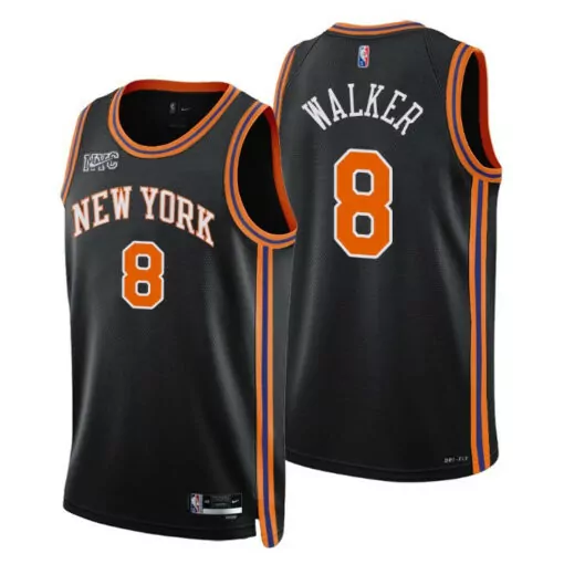 Customizable New york knicks kemba walker 8 nba basketball team city black jersey knicks fans 1856