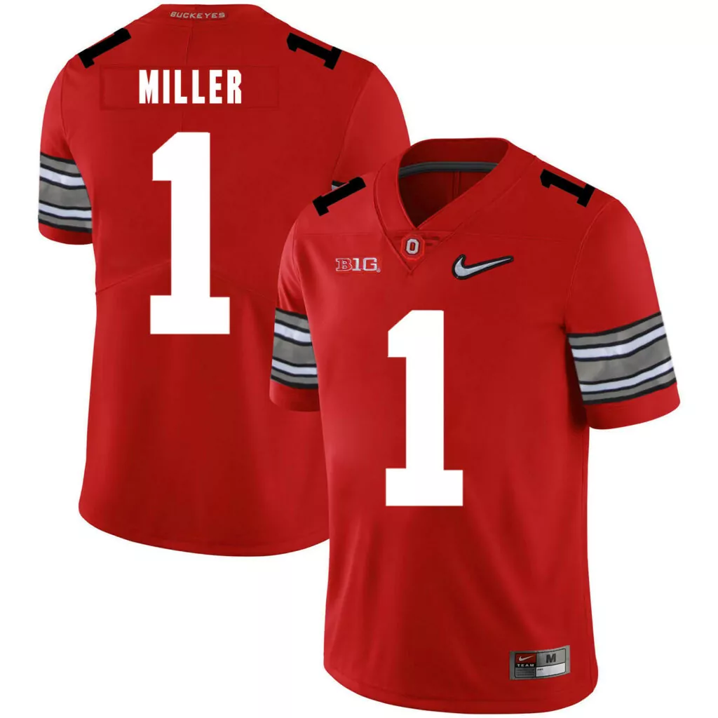Customizable Ohio state buckeyes 1 braxton miller red diamond logo college jersey 4004