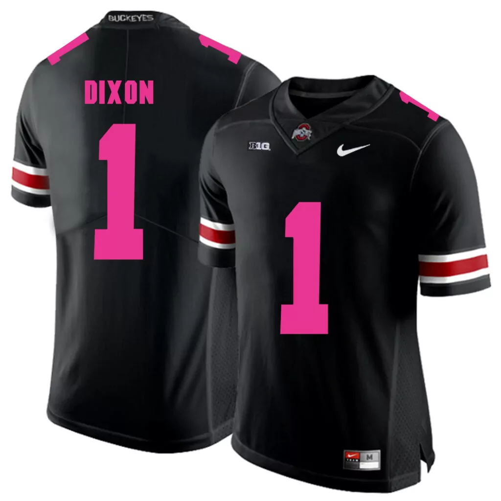 Customizable Ohio state buckeyes 1 johnnie dixon black 2018 breast cancer awareness college jersey 2037