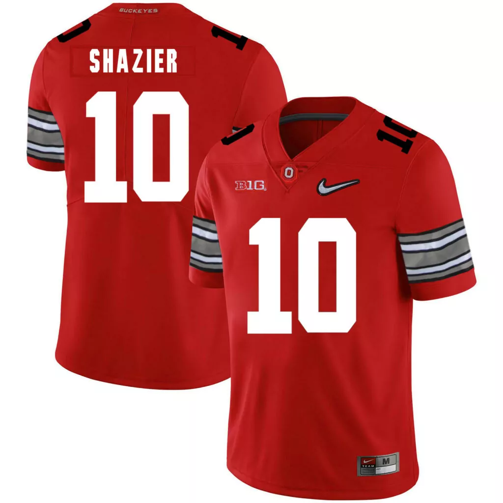 Custom Ohio state buckeyes 10 ryan shazier red diamond logo college jersey 5739