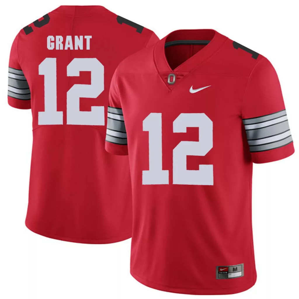 Custom Ohio state buckeyes 12 doran grant red 2018 spring game college football jersey 8870