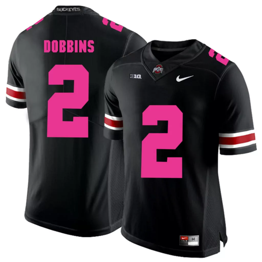 Customizable Ohio state buckeyes 2 jk dobbins black 2018 breast cancer awareness college jersey 5602