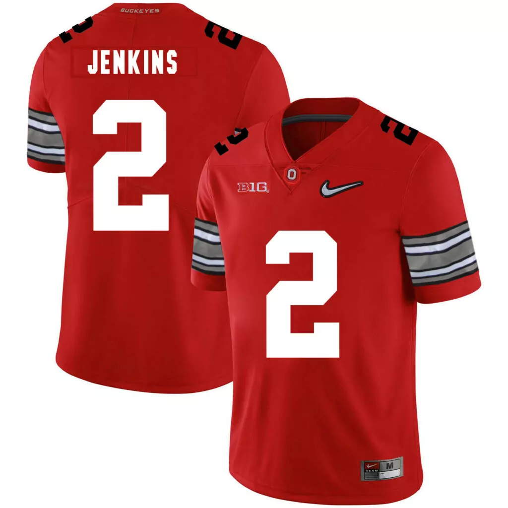 Personalized Ohio state buckeyes 2 malcolm jenkins red diamond logo college jersey 4484