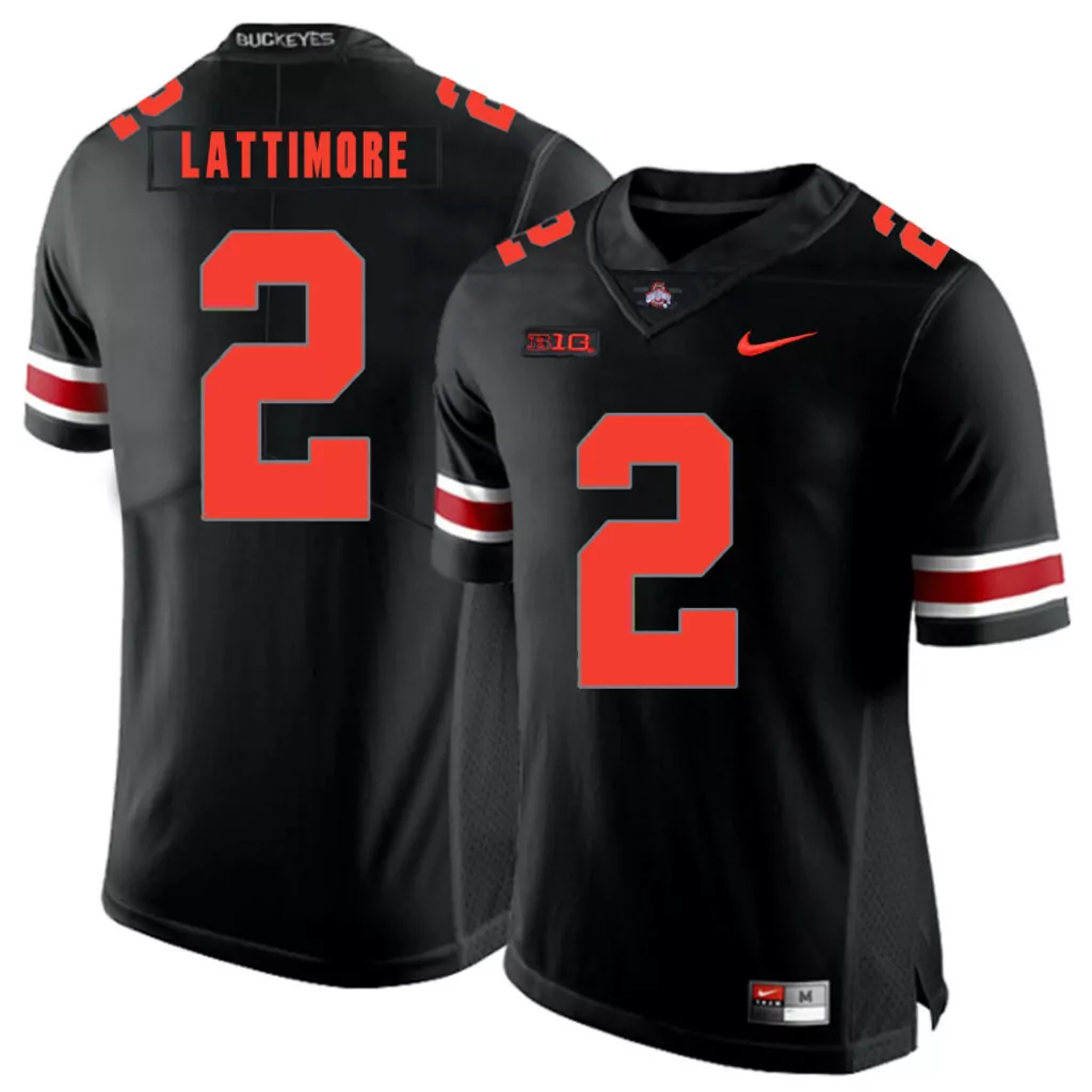 Personalized Ohio state buckeyes 2 marshon lattimore black shadow college jersey 1271