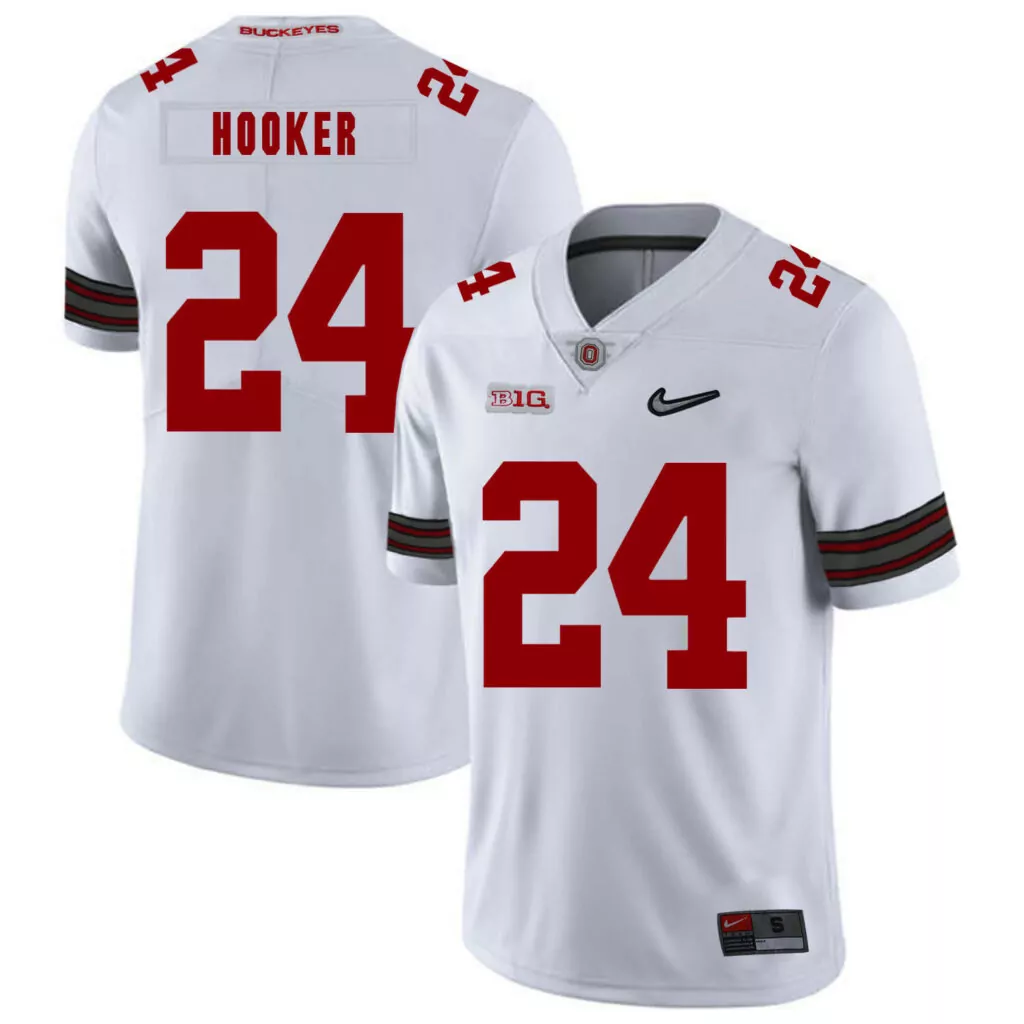 Custom Ohio state buckeyes 24 malik hooker white diamond logo college jersey 2136