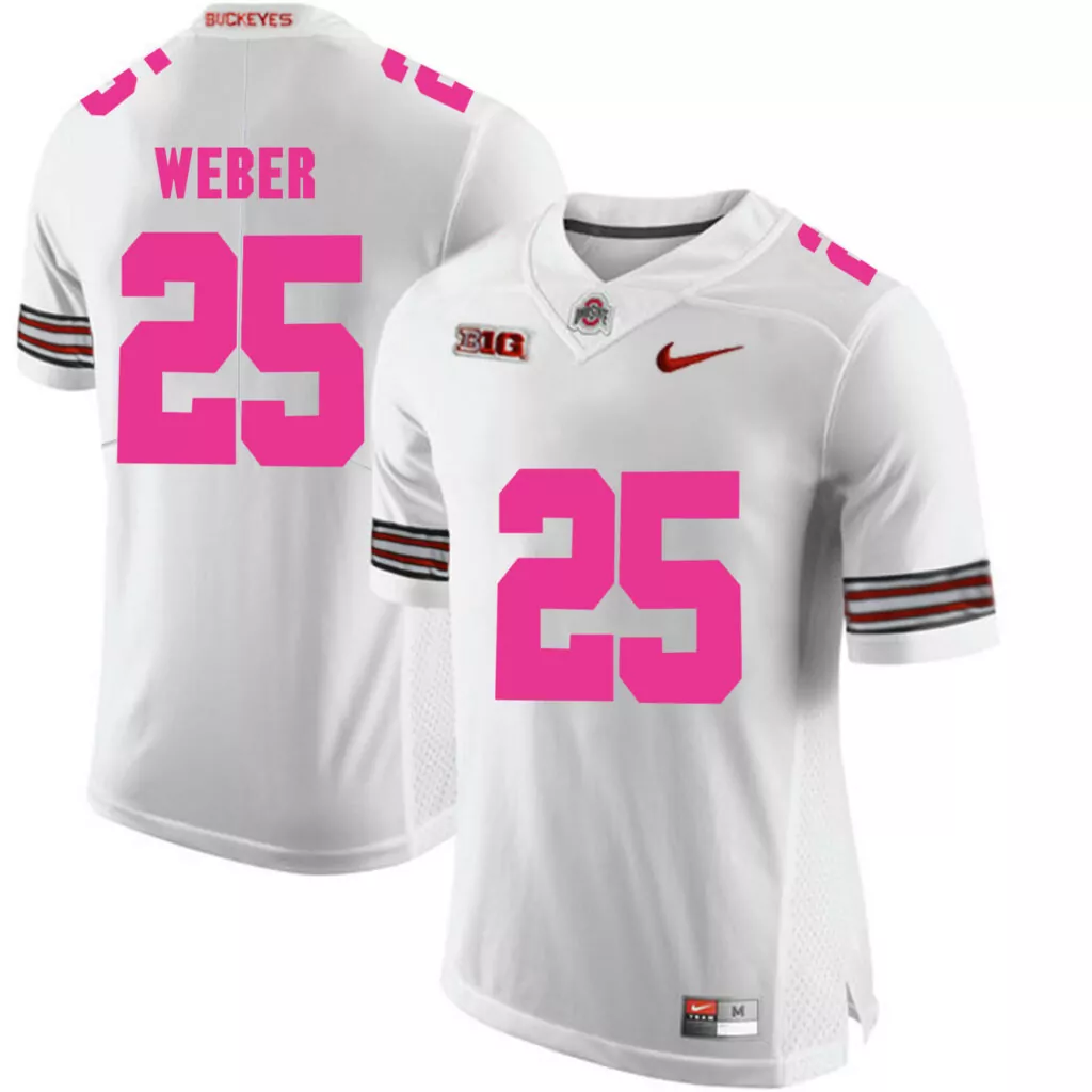 Customizable Ohio state buckeyes 25 mike weber white 2018 breast cancer awareness college jersey 4832