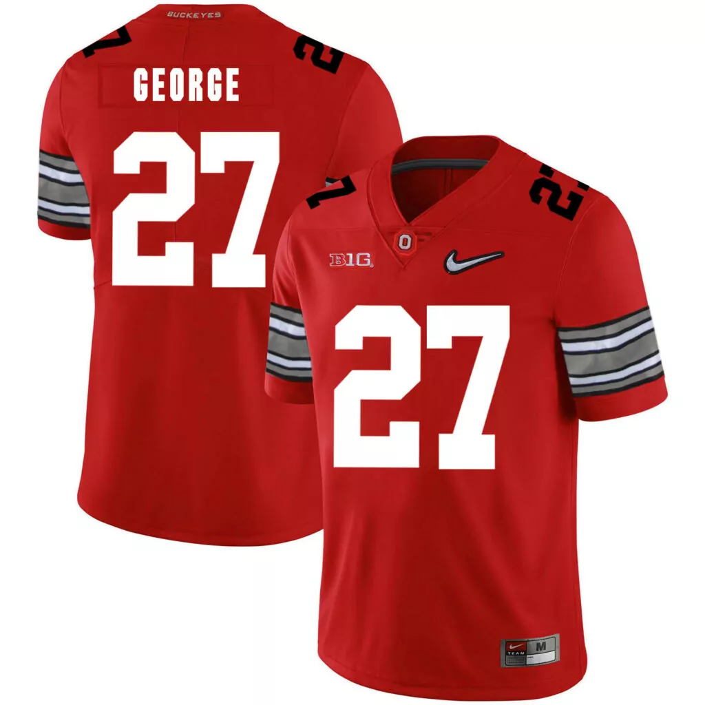 Personalized Ohio state buckeyes 27 eddie george red diamond logo college jersey 9702