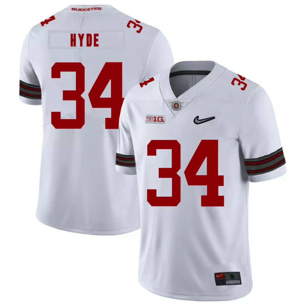 Customizable Ohio state buckeyes 34 carlos hyde white diamond logo college jersey 4974
