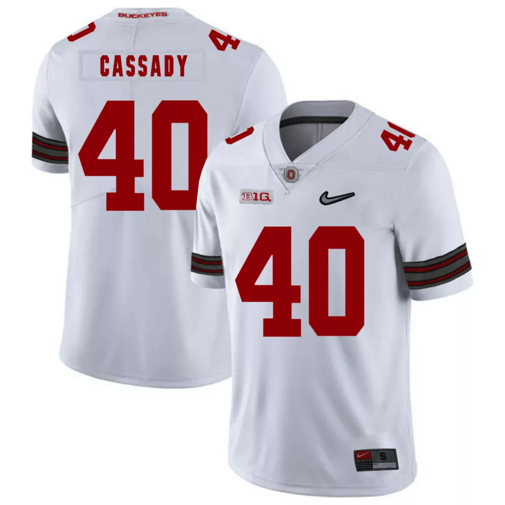 Personalized Ohio state buckeyes 40 howard cassady white diamond logo college jersey 7440