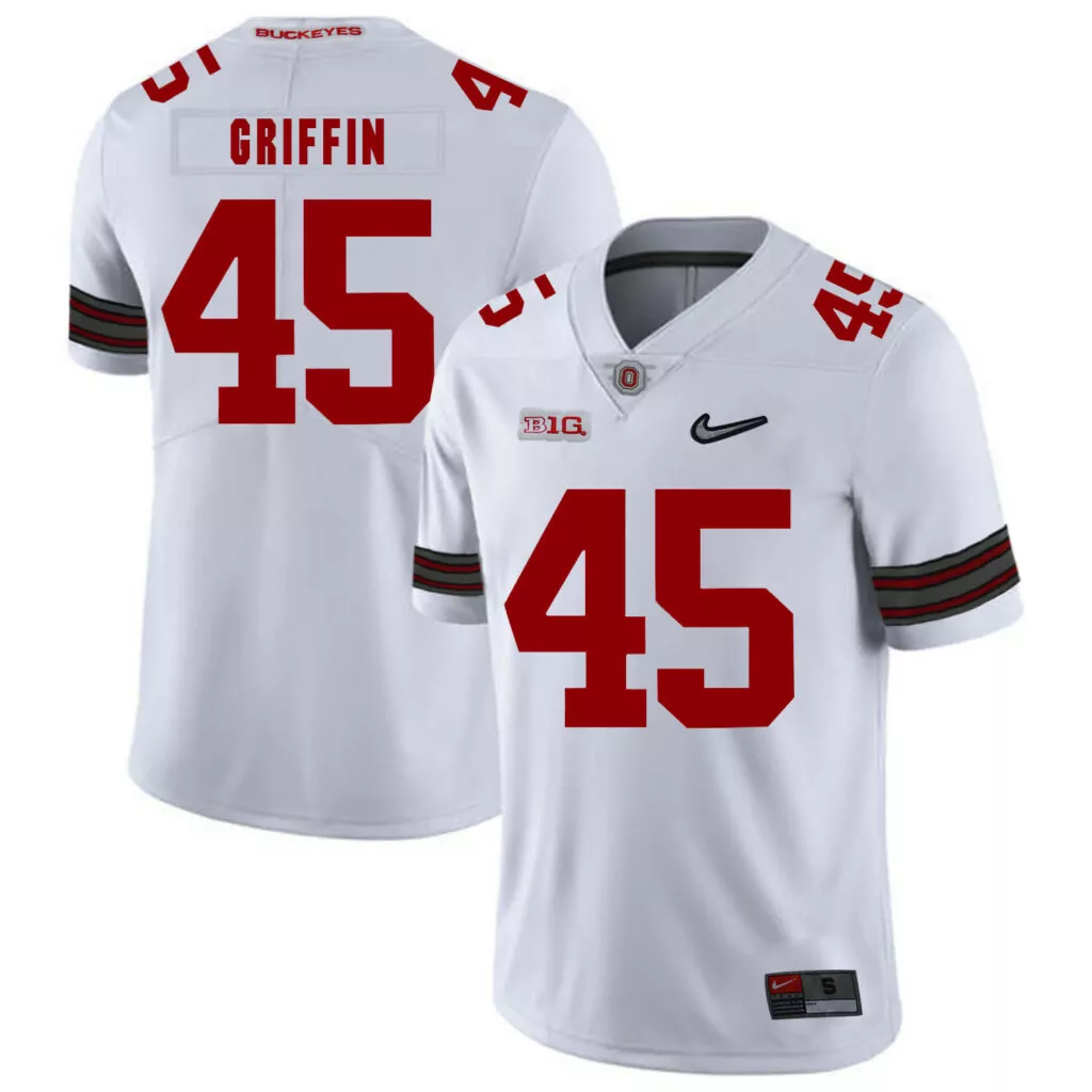 Customizable Ohio state buckeyes 45 archie griffin white diamond logo college jersey 1984