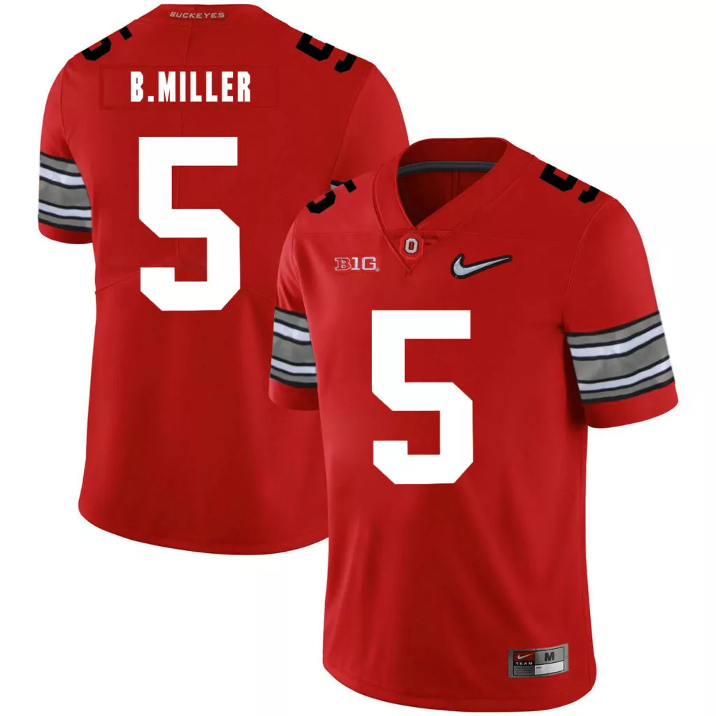 Custom Ohio state buckeyes 5 braxton miller red diamond logo college jersey 8151