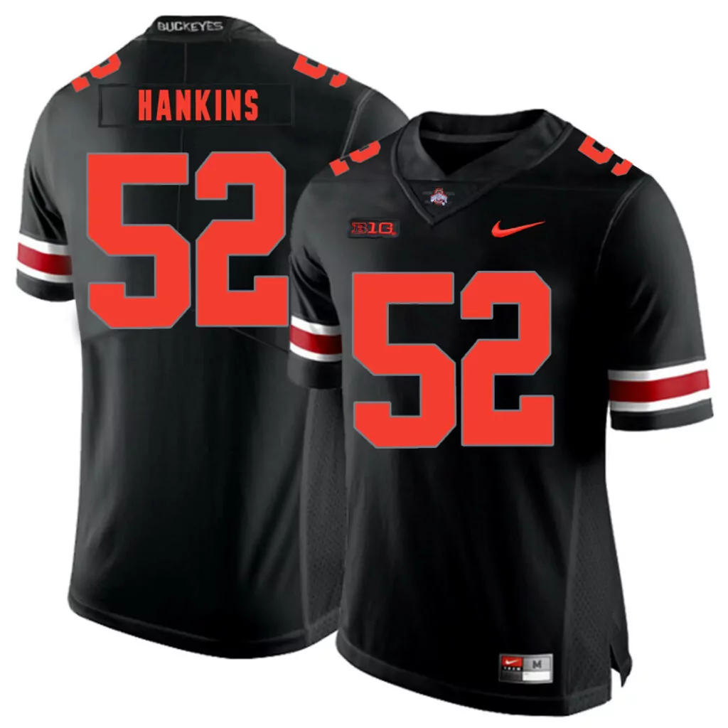 Personalized Ohio state buckeyes 52 johnathan hankins black shadow college jersey 4544