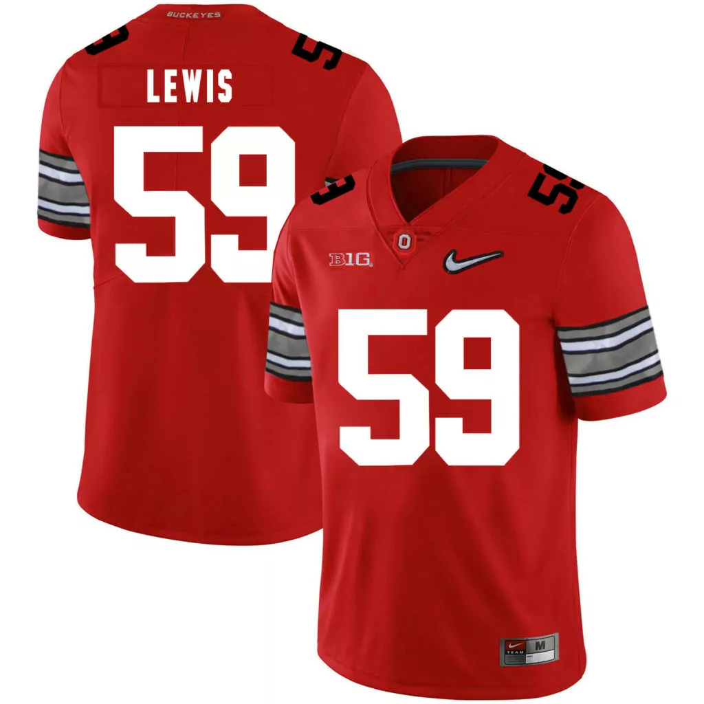 Personalized Ohio state buckeyes 59 tyquan lewis red diamond logo college jersey 7173
