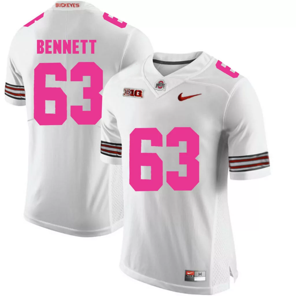 Custom Ohio state buckeyes 63 michael bennett white 2018 breast cancer awareness college jersey 2403