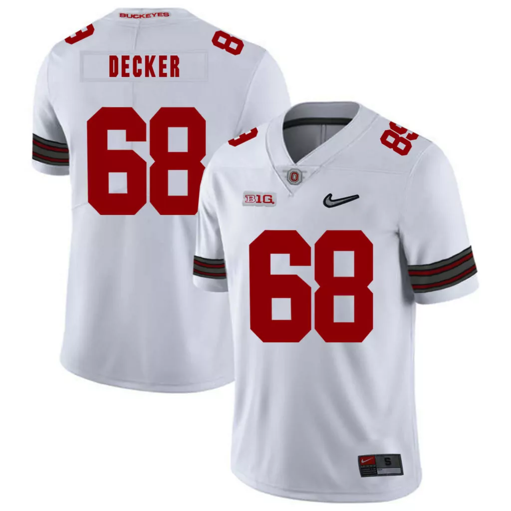 Custom Ohio state buckeyes 68 taylor decker white diamond logo college jersey 2212