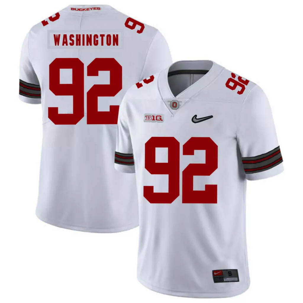 Custom Ohio state buckeyes 92 adolphus washington white diamond logo college jersey 9633
