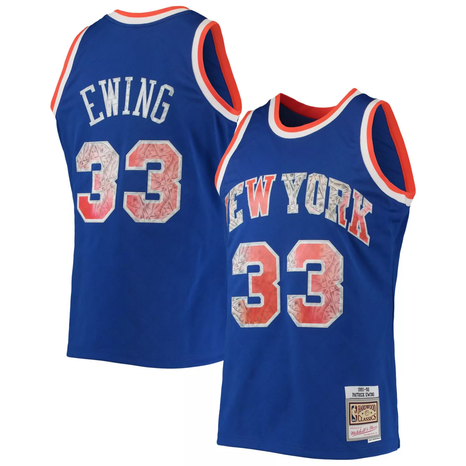 Customizable Patrick ewing new york knicks 199697 hardwood classics nba 75th anniversary diamond jersey blue nba 7603