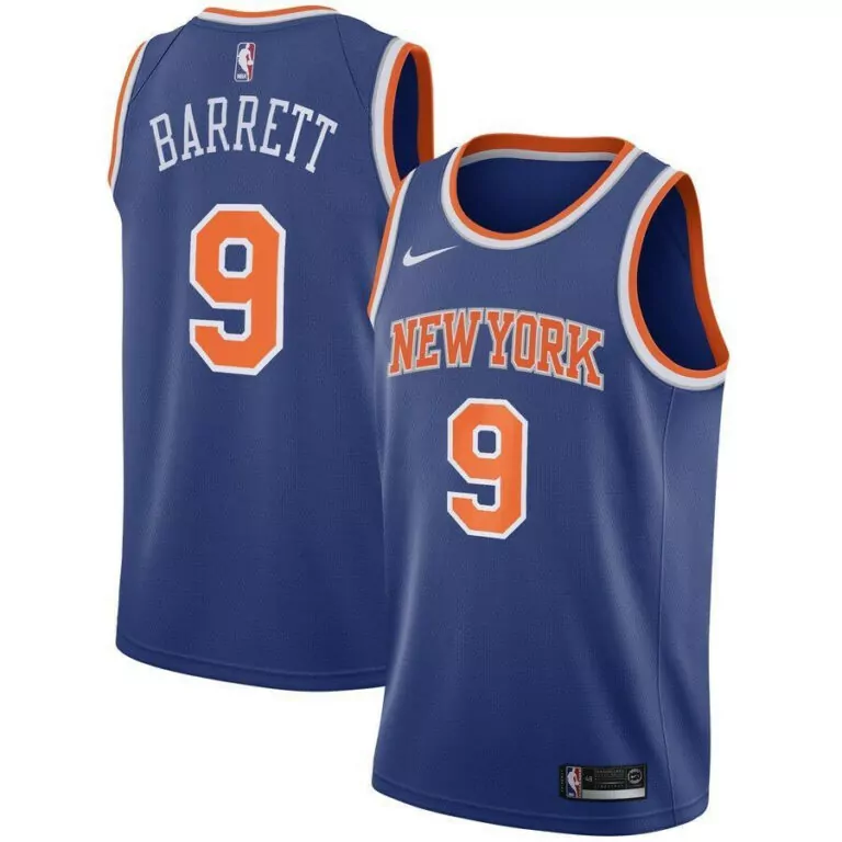 Custom Rj barrett new york knicks 2019 nba draft first round pick jersey royal icon 2019 3160