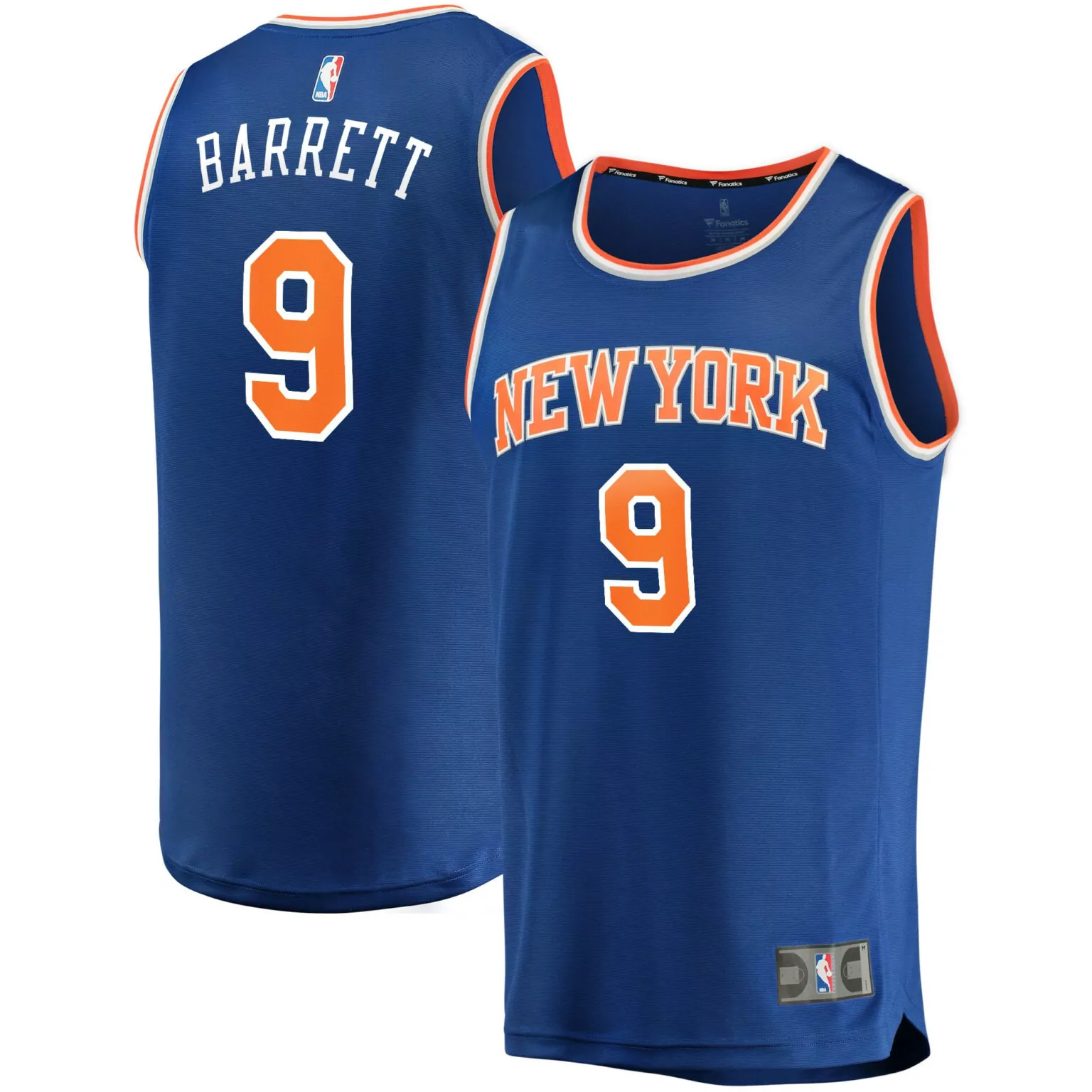 Custom Rj barrett new york knicks fast break jersey royal icon edition nba 4836