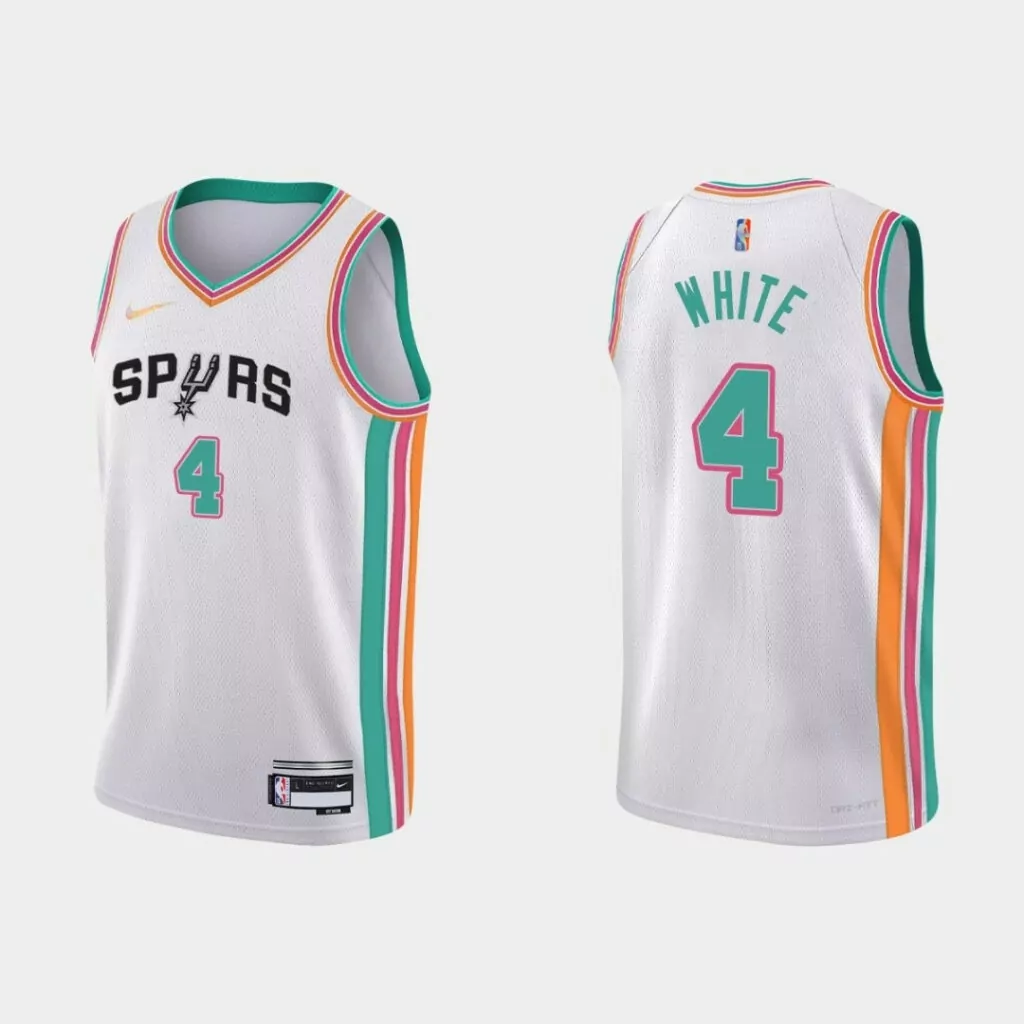 Personalized San antonio spurs derrick white 4 nba basketball city white jersey spurs fans 4549