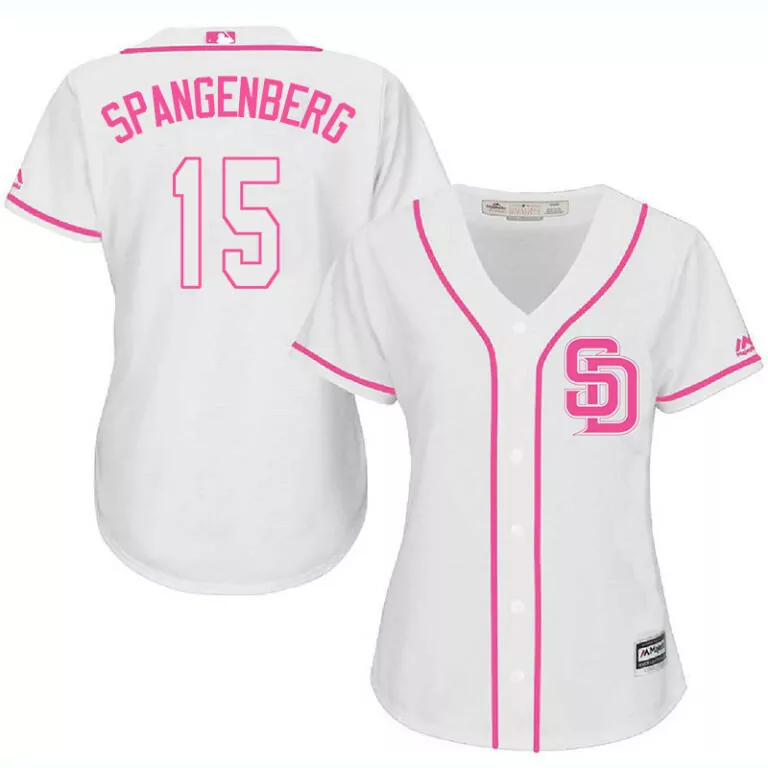 Custom San diego padres 15 cory spangenberg white pink women cool base jersey 7507