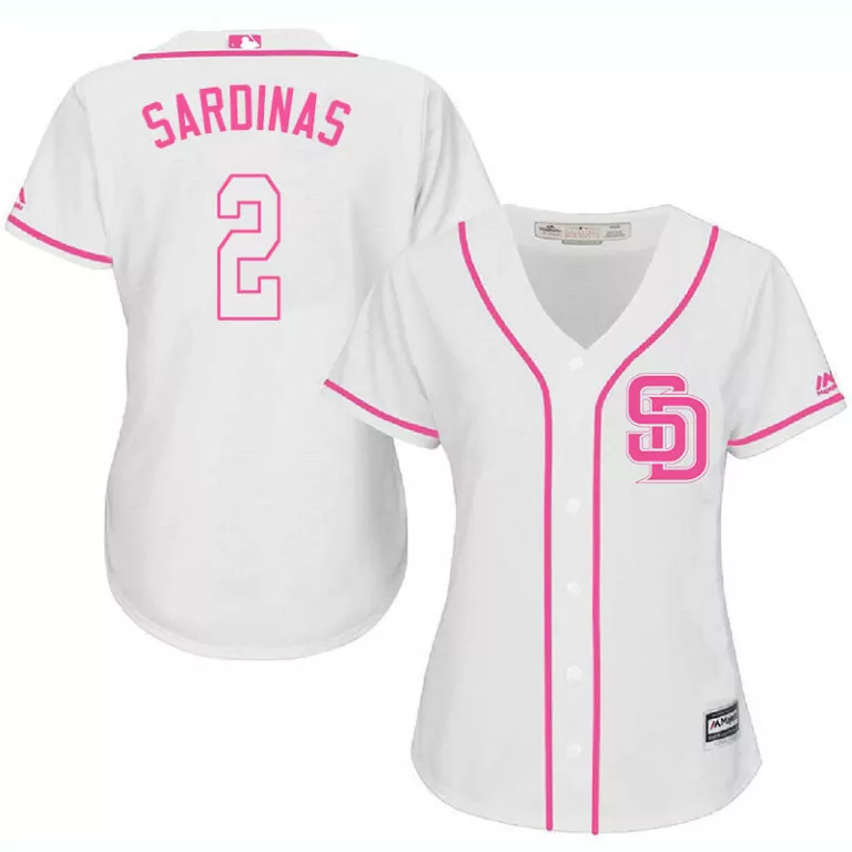 Personalized San diego padres 2 luis sardinas white pink women cool base jersey 7496