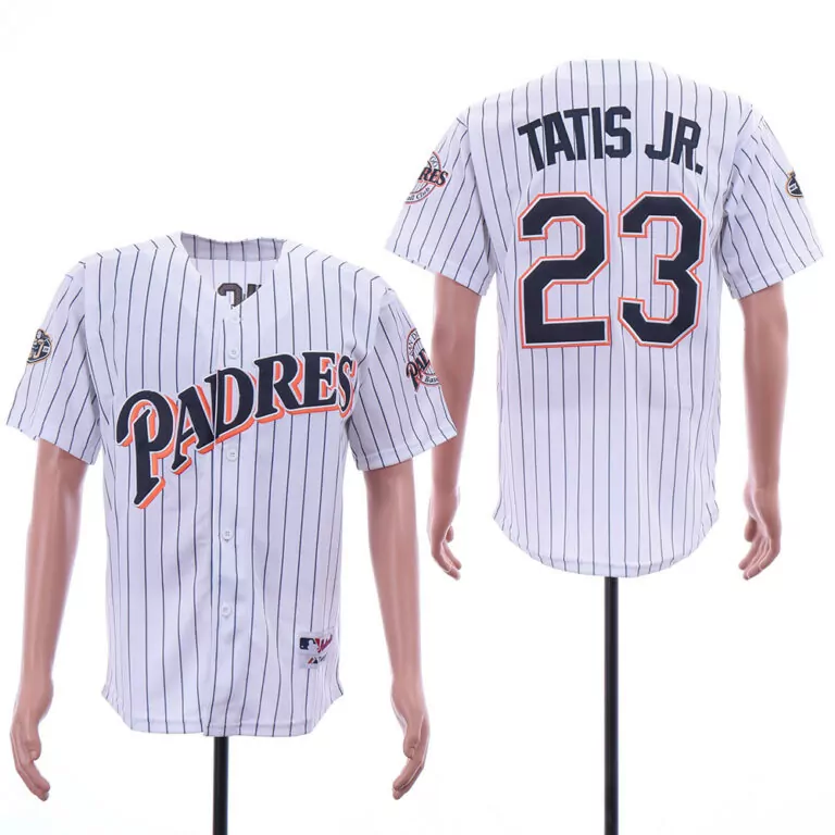 Custom San diego padres 23 fernando tatis jr white 50th anniversary patch turn back the clock jersey 3611